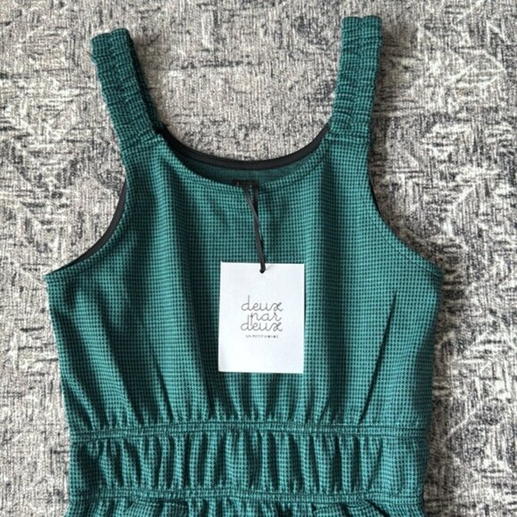 Girls size 10 NWT deux par deux teal houndstooth dress - Picture 2 of 9